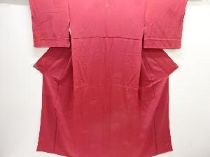 亀甲に花唐草模様織り出し一つ紋色無地着物